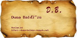 Dusa Balázs névjegykártya