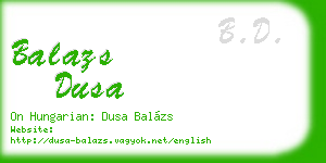 balazs dusa business card